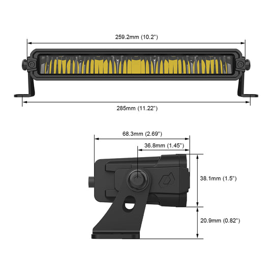 GT Series 10 Inch Dual Color Single Row Driving Light Bar
