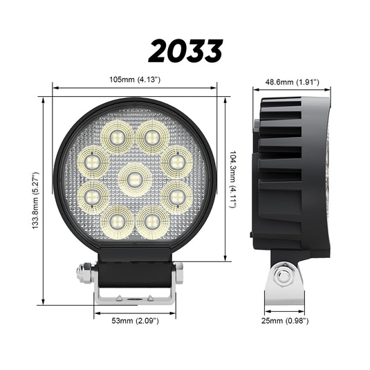 IP67 Waterproof Flood Beam Pattern Round LED Work Light