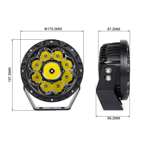 7 Inches Round LED Spot Lights for Construction and Offroading