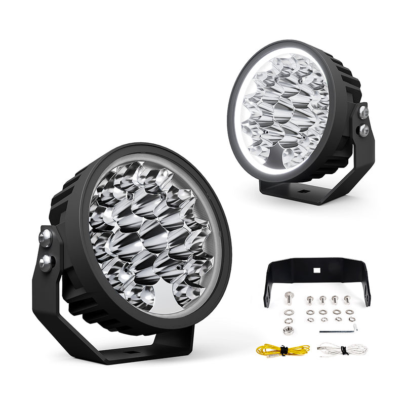 Cargue la imagen en el visor de la galería, 80W Round LED Auxiliary Light with White &amp; Amber DRL
