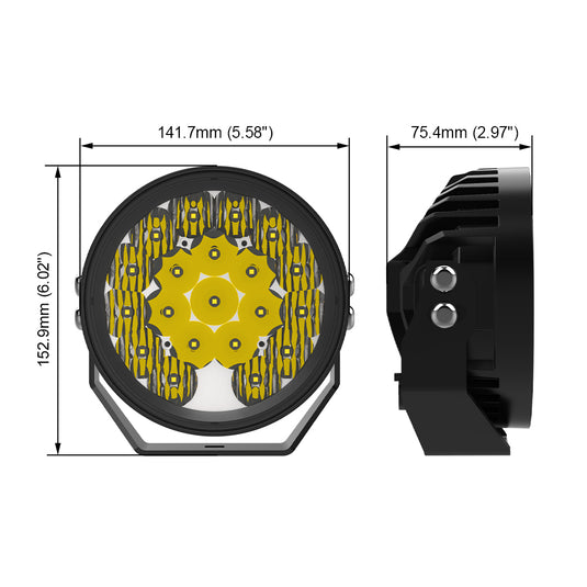 80W Round LED Auxiliary Light with White & Amber DRL