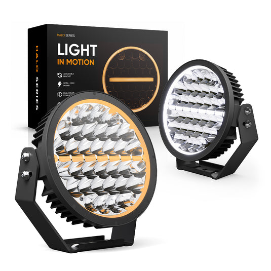 340W Round LED Auxiliary Light with Dynamic White & Amber DRL
