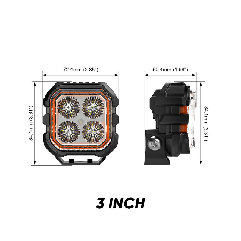Load image into Gallery viewer, 3 Inches LED Work Lights with 3D Halo DRL Backlit
