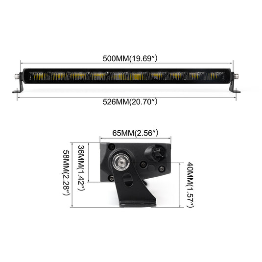 Half Convex Reflector 20 Inches LED Driving Beam Light Bar