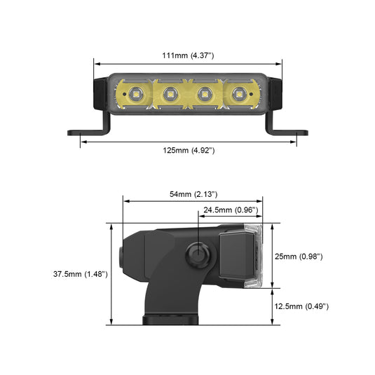 GL10 Series GL1004 4 Inch 36W Amber LED Spot Light Bar