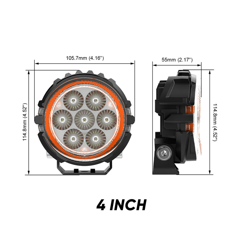 Load image into Gallery viewer, 4 Inches LED Work Lights with 3D Halo DRL Backlit
