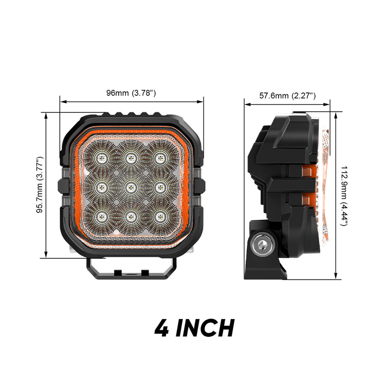 Load image into Gallery viewer, 4 Inches LED Work Lights with 3D Halo DRL Backlit
