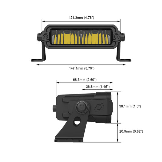 GT Series 5 Inch Dual Color Single Row Driving Light Bar