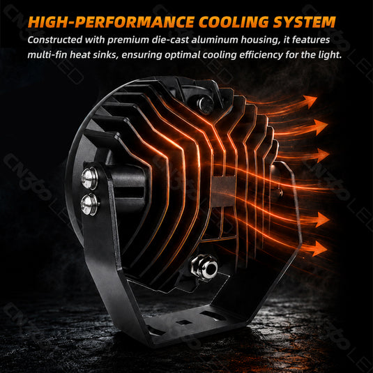 160W Round LED Auxiliary Light with Dynamic White & Amber DRL