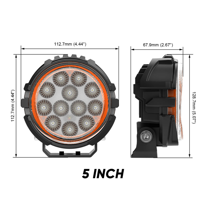 Load image into Gallery viewer, 5 Inches LED Work Lights with 3D Halo DRL Backlit
