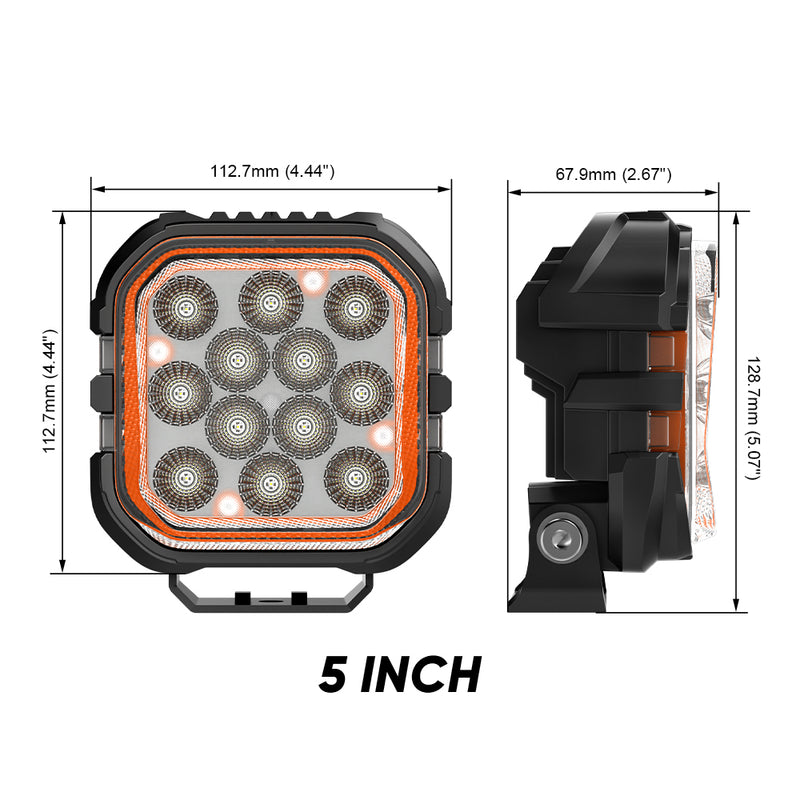 Load image into Gallery viewer, 5 Inches LED Work Lights with 3D Halo DRL Backlit
